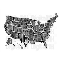 50 USA States SVG Bundle, USA Map svg, Us States svg, Usa Map Puzzle Svg, American States svg, American States with name