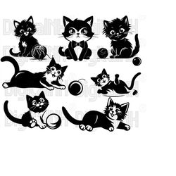 Playful Cat SVG PNG Bundle, Cute Cat SVG, Cat Lover svg, Cat svg, Kitten svg, Tabby svg, Funny Cat svg, T-shirt svg idea