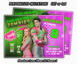 Zombies Invitation, Disney Zombies Invite, Zombies Birthday Party, Personalized Invitation