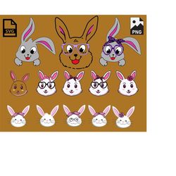 Bunny SVG Bundle, Rabbit SVG, Shirt SVG design, Easter svg, Rabbit Bandana svg, Bunny Sunglasses svg, Digital File, Inst