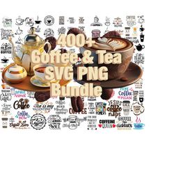 400 Coffee & Tea SVG Bundle, Coffee SVG Bundle, Tea SVG Bundle, Coffee Mug svg, Teacup svg,  Coffee Quote Svg, Digital F
