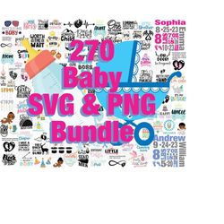 270 baby svg bundle, baby footprint svg, baby png, baby feet svg, baby shower svg, baby quotes svg, digital file, instan