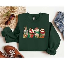 Santa Coffee Shirt, Christmas Snowmen Shirt, Deer, Peppermint Latte, Cozy Winter, Christmas Shirt, Merry Christmas Shirt