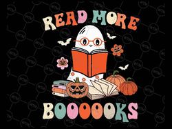 Groovy Read More Books Cute Ghost Boo Svg, Funny Halloween Spooky Svg, Happy Halloween Png, Digital Download