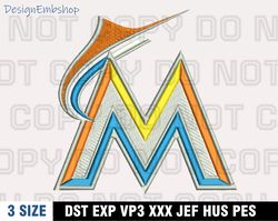 Miami Marlins Embroidery Embroidery Designs, MLB Logo Embroidery Files, Machine Embroidery Pattern
