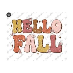 HelloFall PNG, Fall, Pumpkin Season, Sublimation Design Downloads, Retro Fall PNG, Autumn Hello Fall Vibes, Thanksgiving