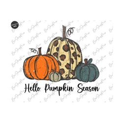 Retro Hello Pumpkin PNG, Leopard Fall PNG, Fall Sublimation File, Fall Pumpkin Cut File, Digital Download