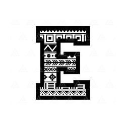 Tribal E Letter Svg, Aztec E Letter Svg, Tribal Aztec Alphabet, Aztec Font Letter Monogram. Cut File Cricut, Silhouette,