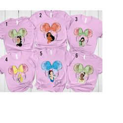 Disney Princess Shirt, Disney Watercolor Castle Tee, Princess Castle Shirt, Tiana Rapunzel Snow White Mulan Jasmine, Pri