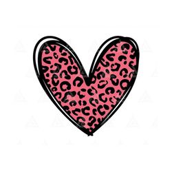 Pink Leopard Heart Svg, Hand Drawn Heart Svg, Valentine's Day Svg, Cheetah Spots. Cut File Cricut, Png Pdf Eps, Vector,