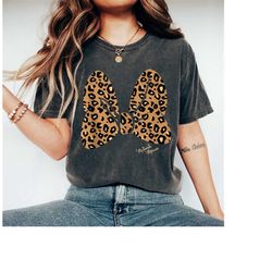 Disney Minnie Mouse Leopard Print Bow Shirt Disneyland Vacation Matching Shirt Unisex Adult T-shirt Kid Shirt Sweatshirt