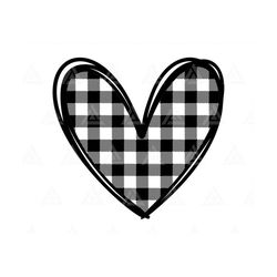 White Buffalo Plaid Heart Svg, Valentine Svg, Hand Drawn Heart Svg, Valentine's Day. Cut File Cricut, Png Pdf Eps, Vecto