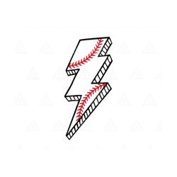 Baseball Lightning Bolt Svg, Baseball Shirt Print, Doodle Thunder Bolt Svg, Game Day Vibes, Cheer Mom. Cut File Cricut,