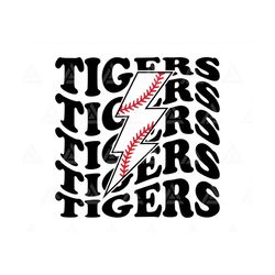 Tigers Svg, Baseball Lightning Bolt Svg, School Spirit, Team Mascot, Tigers Png, Cheer Mom T-Shirt. Cut File Cricut, Png