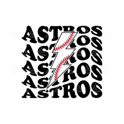 Astros Svg, Baseball Lightning Bolt Svg, School Spirit, Team Mascot, Cheer Mom Shirt, Stacked Wavy Text. Cut File Cricut