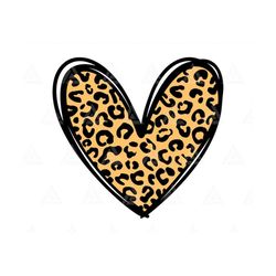 Leopard Heart Svg, Leopard Print Hand Drawn Heart Svg, Valentine's Day. Cheetah Print. Cut File Cricut, Png Pdf Eps, Vec