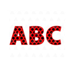 Ladybug Alphabet Svg, Polka Dot Uppercase Letters, Ladybug Font, Polka Dot Alphabet. Cut File Cricut, Silhouette, Png Pd