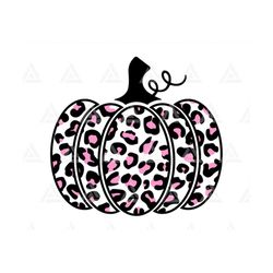 Pink Leopard Pumpkin Svg, Thanksgiving Svg, Halloween Svg, Cheetah Spots Svg. Cut File Cricut, Silhouette, Png Pdf Eps,