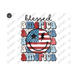 Blessed America, 4th of July Png, American Mama Retro Png, Sublimation Design, Fourth of July Mama T Shirt Design, Digit