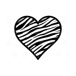 Zebra Heart Svg, Zebra Heart Print, Zebra Stripes, Animal Skin Print Pattern. Cut File Cricut, Png Pdf Eps, Vector, Sten