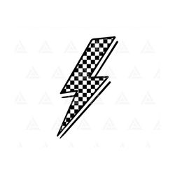 Checkered Lightning Bolt Svg, Checkered Doodle Thunder Svg, Checkerboard, Square Pattern. Cut File Cricut, Silhouette, P