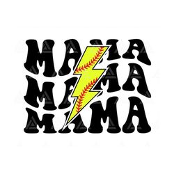 Mama Svg, Softball Lightning Bolt Svg, Mama Png, Softball Mom T-shirt Design, Sports Mama Sublimation. Cut File Cricut,