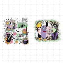 Bundle Retro Floral Halloween Png, Happy Halloween Png, Villains Wicked, Bad Witches Club Png, Trick Or Treat, Autumn Fl