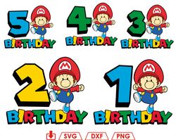 Baby Mario Birthday Svg, Mario Kart svg, Super Mario Bros PNG SVG, Mario svg