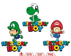 Super Mario Bros Birthday Boy SVG, Super Mario Silhouette, Mario Birthday Boy SVG
