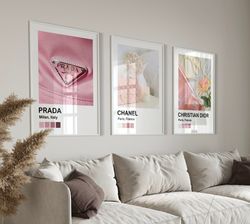 Set of 3 Pink Luxury Fashion Print Instant Download Luxury Wall Art Digital Download Hypebeast Wall Decor Luxury Art for