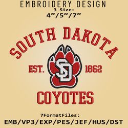 South Dakota Coyotes embroidery design, NCAA Logo Embroidery Files, NCAA Coyotes, Machine Embroidery Pattern
