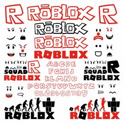 Gamer Svg Bundle Robot Face Digital Roblox Vector Font Alphabet Png Video Game Gift Pdf Eps Design Clipart Circut Files