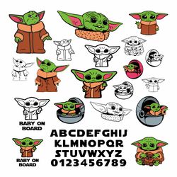 Cartoon Movie Svg Bundle Baby Digital Yoda Vector Font Alphabet Png Video Game Gift Pdf Eps Design Clipart Circut Files