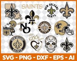New Orleans Saints, Football, Bundle, SVG, PNG, AI, DXF, EPS Files Iron Transfer Sublimation Cricut Tshirts