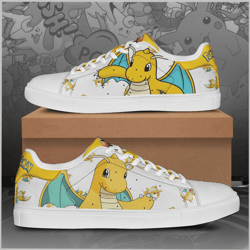 Dragonite Pokemon Low top Leather Skate Shoes, Tennis Shoes, Fashion Sneakers L98