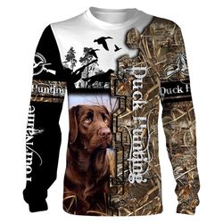 Duck Hunt Waterfowl Hunting Dog Labrador Retriever Camouflage Clothes Customize Name 3D All Over Printed Shirts Plus Siz
