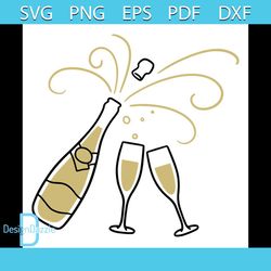 Champagne Drinking Day Decoration Svg