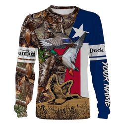 Duck Hunting Camo Texas Flag Customize name 3D All over print shirts &8211 personalized apparel gift for hunting lovers