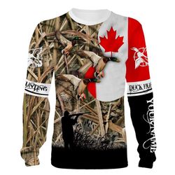 Duck hunting Canada flag camo Custom Name 3D All over print Shirts, Face shield &8211 personalized hunting gifts &8211 F