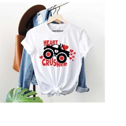 Heart Crusher Shirt, Truck Valentines Day Shirt, Heart Crusher Valentine's Shirt, Valentines Day Gift, Monster Truck Shi