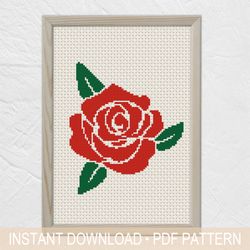 Rose Cross Stitch Pattern PDF, Flowers Cross Stitch - Instant download