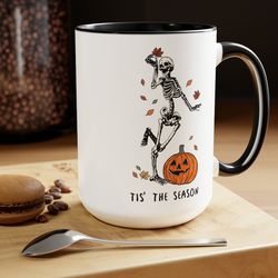 Halloween Coffee Mug, Pumpkin Mug, Gift For Halloween, Dancing Skeleton Mug, Skeleton Coffee Mug,Ghost halloween Mug,Fal