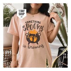 Something Spooky Is Brewing Shirt, Halloween Pregnancy Announcement, Pregnancy Shirt, Witch Cauldron