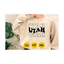 Utah svg, Utah wavy svg, retro Utah svg, Utah stacked svg, Patriotic svg, wavy letters svg, Utah vintage, svg dxf png Si