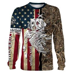Duck hunting dog Labrador American flag camo custom Name 3D All over print Shirts, Face shield &8211 Personalized huntin
