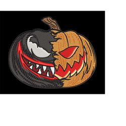 Pumpkin Embroidery Design, Halloween Infected Angry Pumpkin designs, Machine embroidery files in 5 sizes