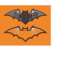 Bat Embroidery Design, Halloween Fill Stitch and Applique Silhouette Bundle, 2 types Machine embroidery files in 3 sizes