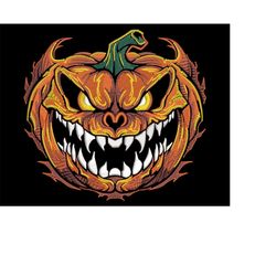 Spooky Pumpkin Demon Head Embroidery Design - Halloween Creepy Art for Dark Fabric, Fill Stitch, Machine Embroidery File