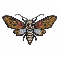 Realistic Death Head Moth Embroidery Design, Unique Hawk Moth Skull Art, Machine embroidery files in 5 sizes
