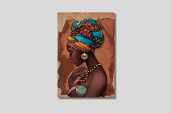 African Woman Poster African Woman Canvas Wall Art,African American Home Decor,Black Woman Canvas Painting,Gift Wall Art